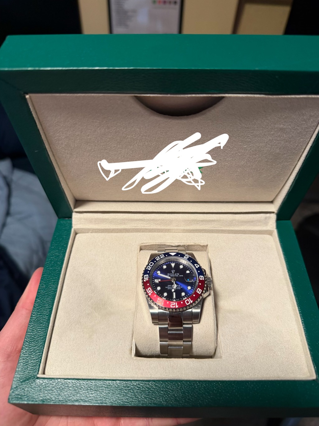 GmtMaster Ii Stainless Steel Watch With Blue And Red Bezel